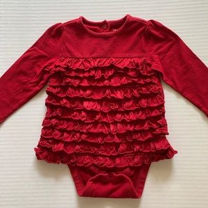 Baby Gap Red Ruffle Long Sleeve Bodysuit Onesie